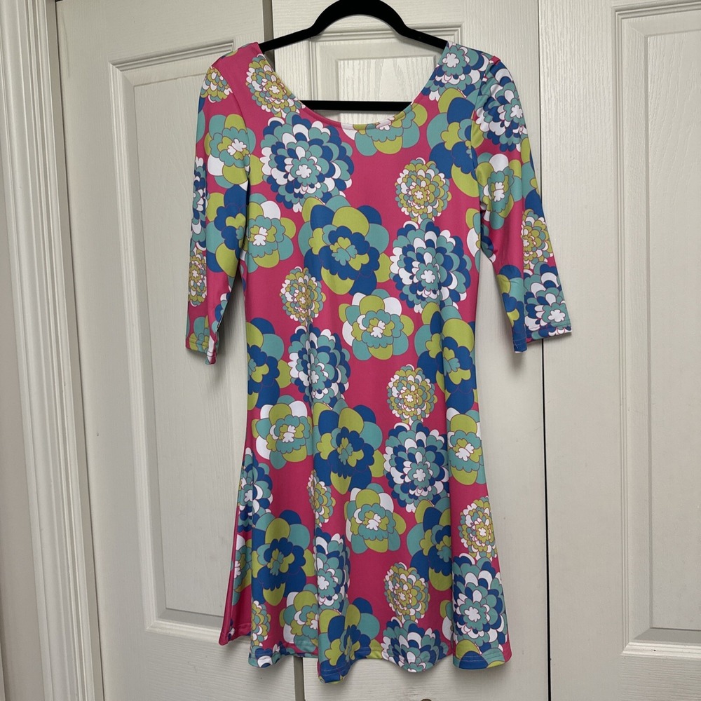 Tracy Negoshian Women's XS Dress 3/4 Sleeves, Deep V Back EUC
